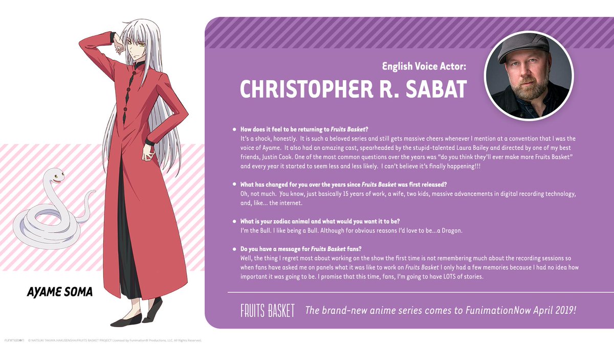 Christopher R. Sabat Returns to Voice Ayame in Fruits Basket Anime