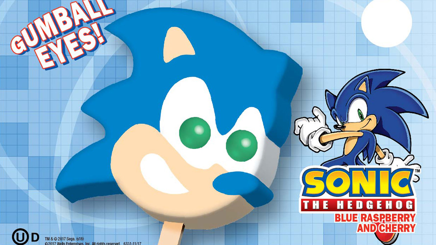 Sonic The Hedgehog ice cream bar with GUMBALL EYES