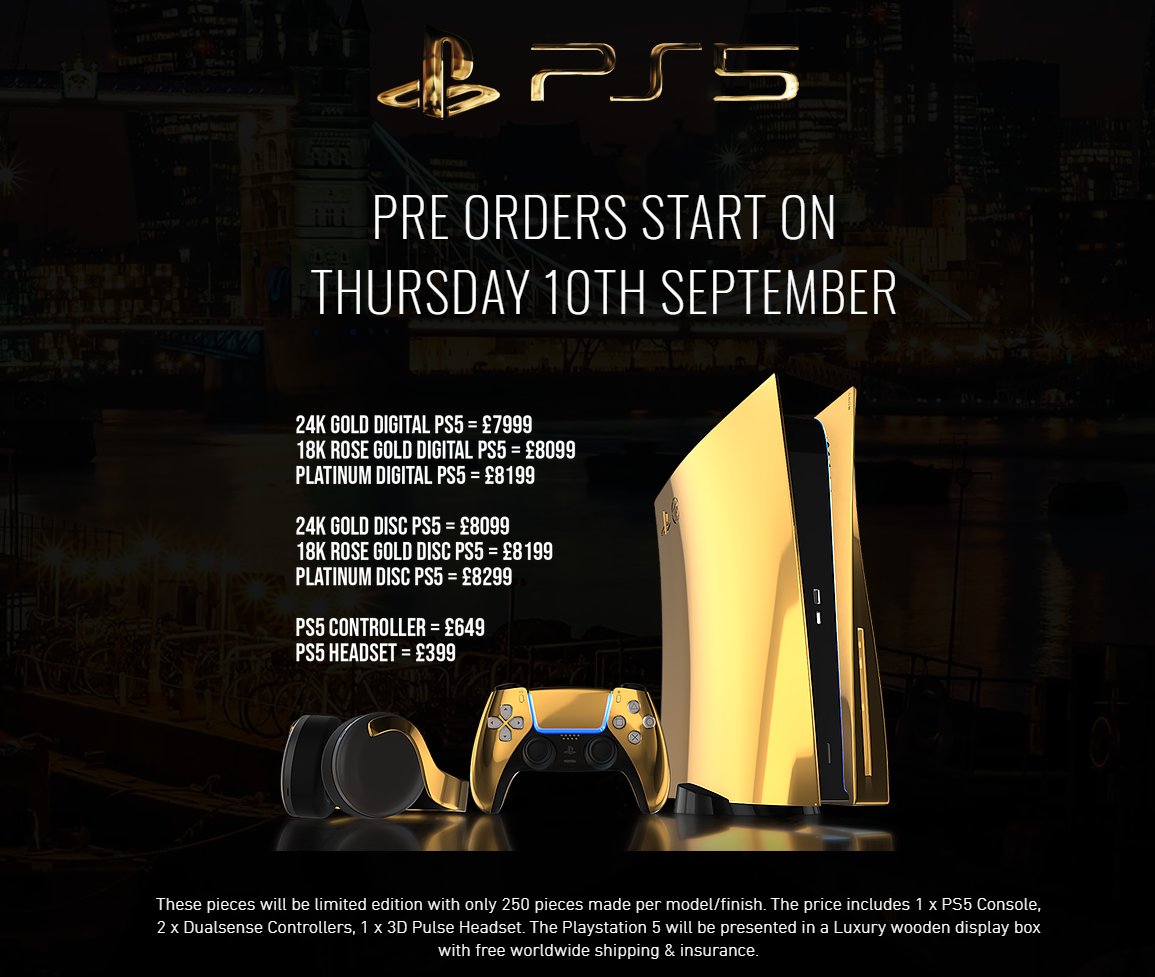 Sony's PlayStation 5 Will Cost You $10,000 if You Want It in 24k Gold