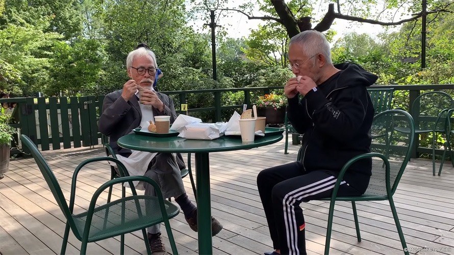 hayao mizazaki and toshio suzuki at ghibli cafe