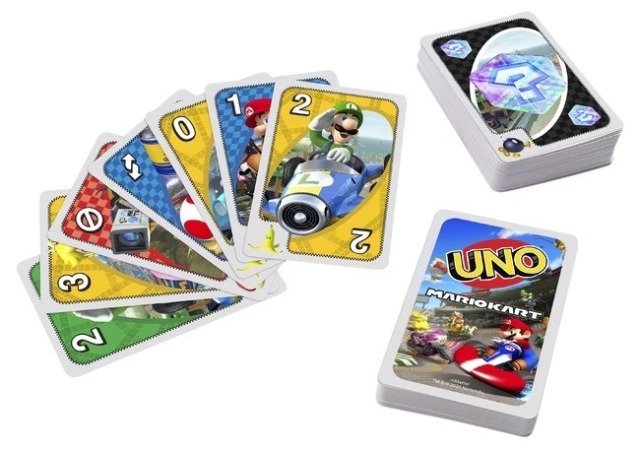 Mario Kart Uno Deck Includes Banana Peels and Lightning Bolts