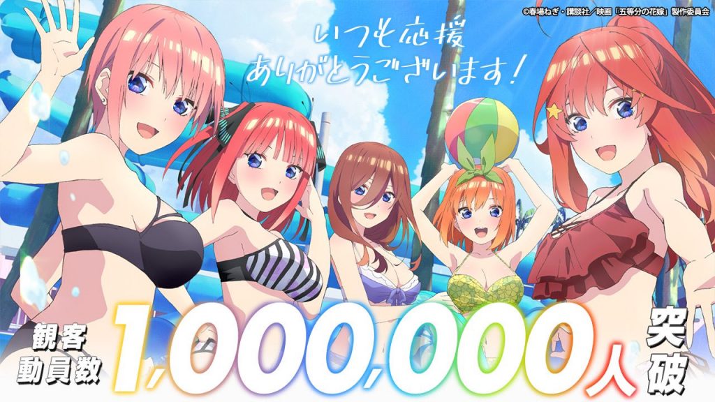The Quintessential Quintuplets Anime Film Sells One Million Tickets in Japan