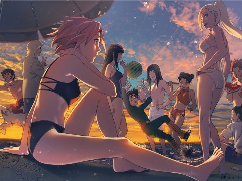 Naruto Characters Hit the Beach in Scorching End of Summer Illustration